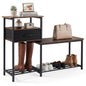 3-Tier Shoe Rack Bench, Industrial Shoe Storage Organiser with Seat