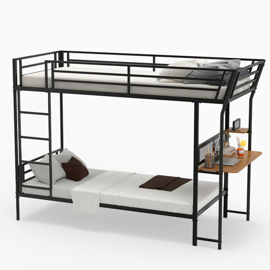 Bunk Bed with Desk Loft Bed with Wooden Tabletop and Shelf