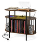 LED Record Player Stand with Charging Station