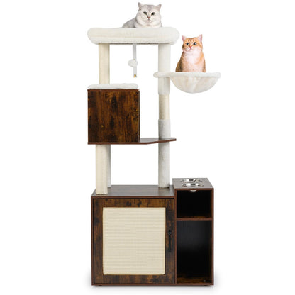 Cat Tree with Litter Box Enclosure, Cats Climbing Tower
