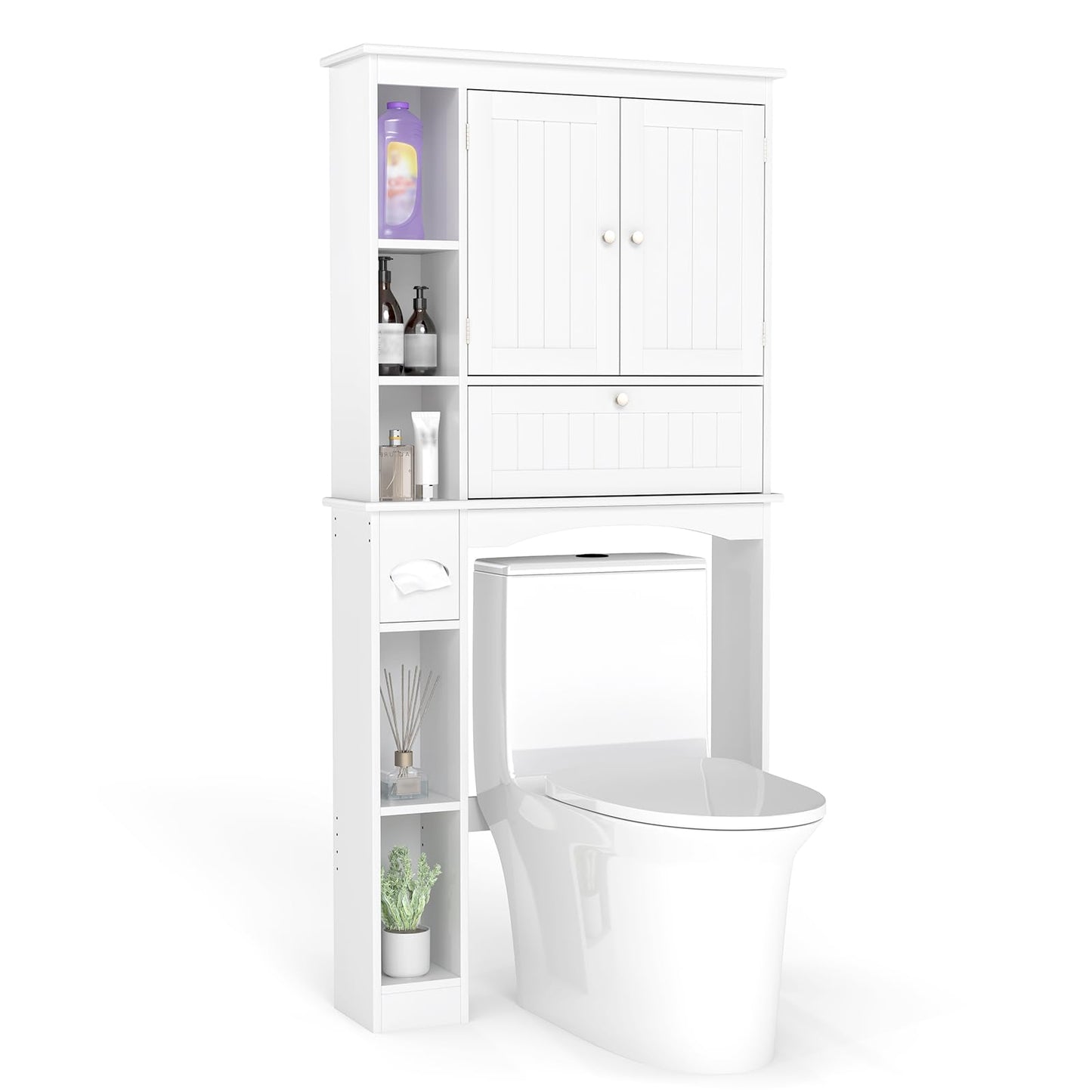 Over the Toilet Storage Cabinet with Adjustable Shelf and Bottom Bar