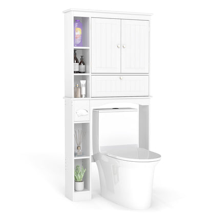 Over the Toilet Storage Cabinet with Adjustable Shelf and Bottom Bar