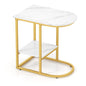 2 Tier C shaped End Table Modern Sofa Side Table with Metal Frame