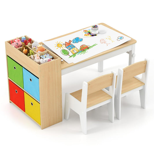 Kids Art Table and Chairs, Wooden Children Study Desk
