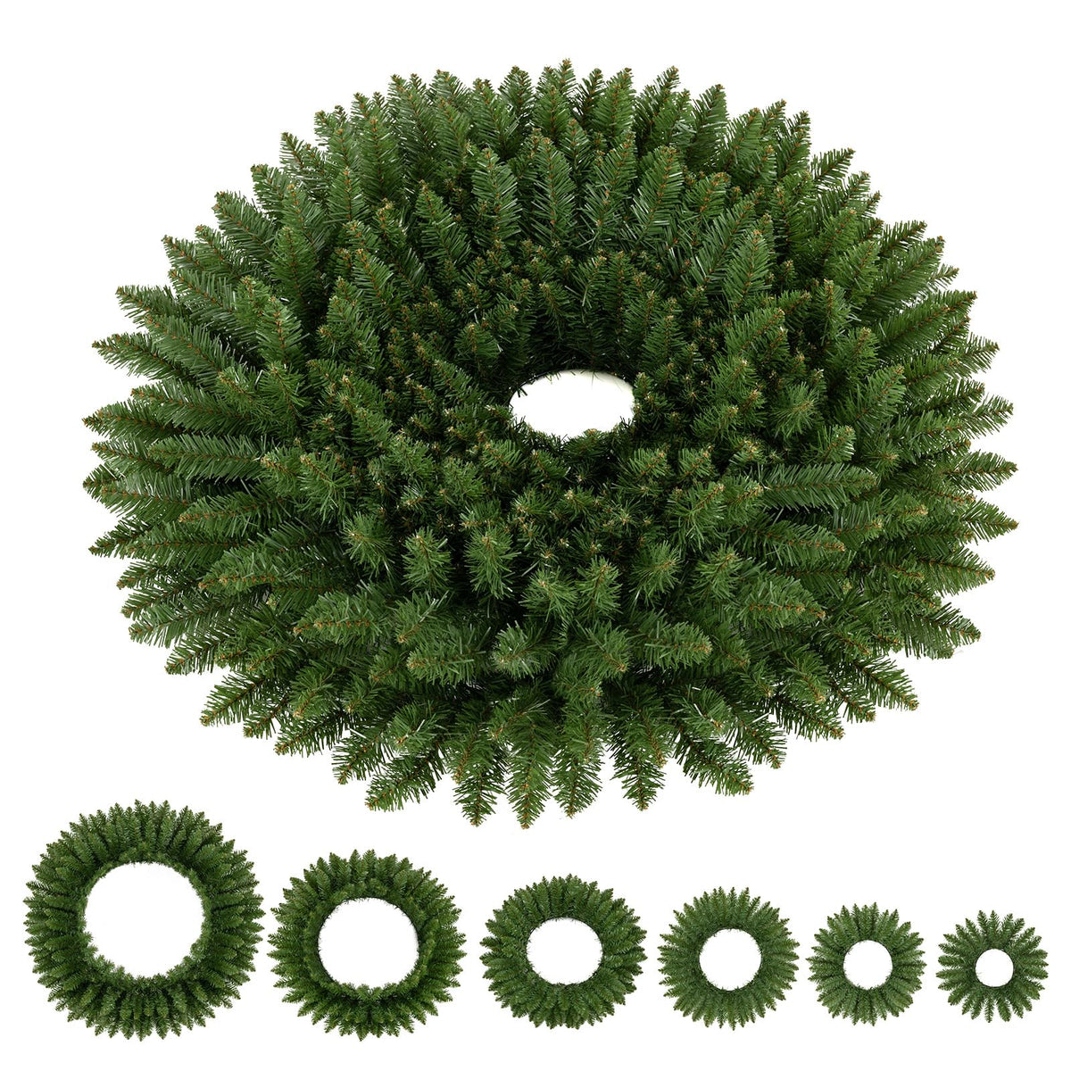 6PCS 36-76cm Nesting Christmas Wreaths Set