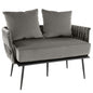 Giantex 2-Seater Sofa Velvet Upholstered Loveseat Sofa Couch with Woven Back & Arms