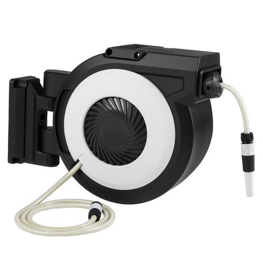 30M Retractable Hose Reel, Wall Mounted Garden Hose with 2 M Lead in Hose