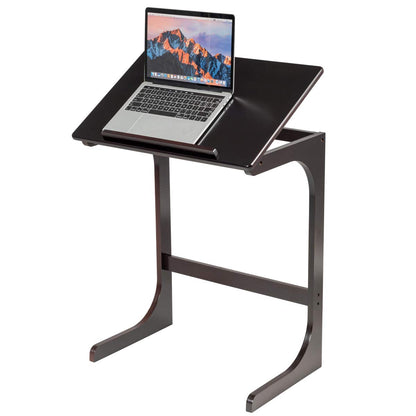 C-Shaped Bamboo Side Table with 7 Adjustable Angles