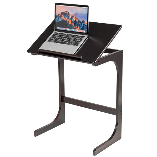 C-Shaped Bamboo Side Table with 7 Adjustable Angles