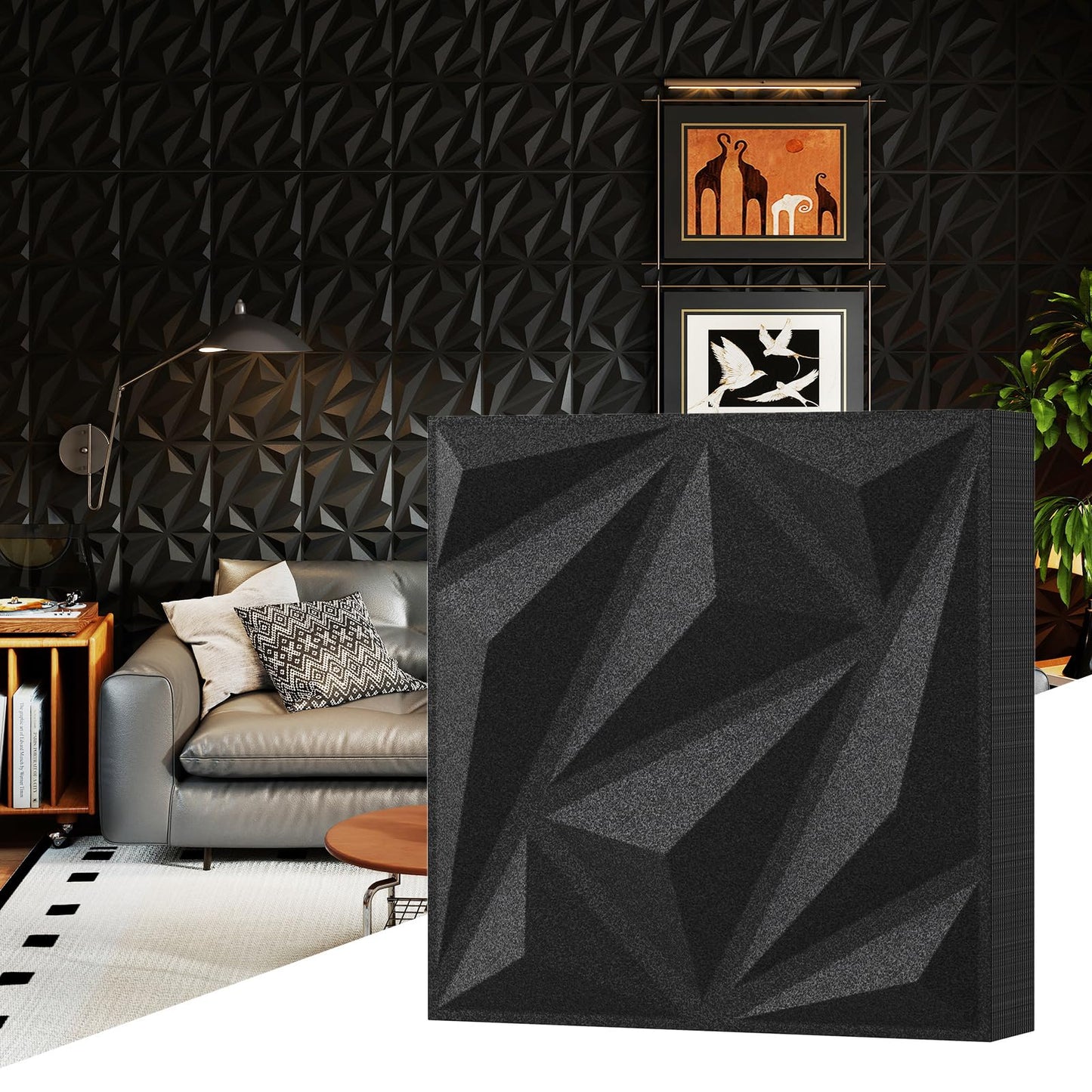 20-Pack 3D Acoustic Wall Panels with Diamond Texture