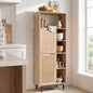 120 cm Storage Cabinet with 2 Rattan Doors & 5 Compartments