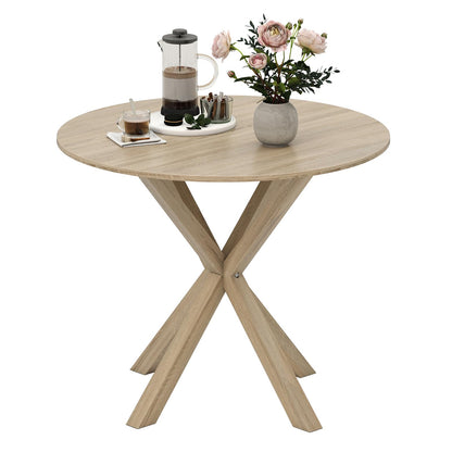 90CM Wood Dining Table with Intersecting Pedestal Base