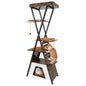 Multi-level Cat Tree, 185CM Wooden Cat Tower with Elevated Perch