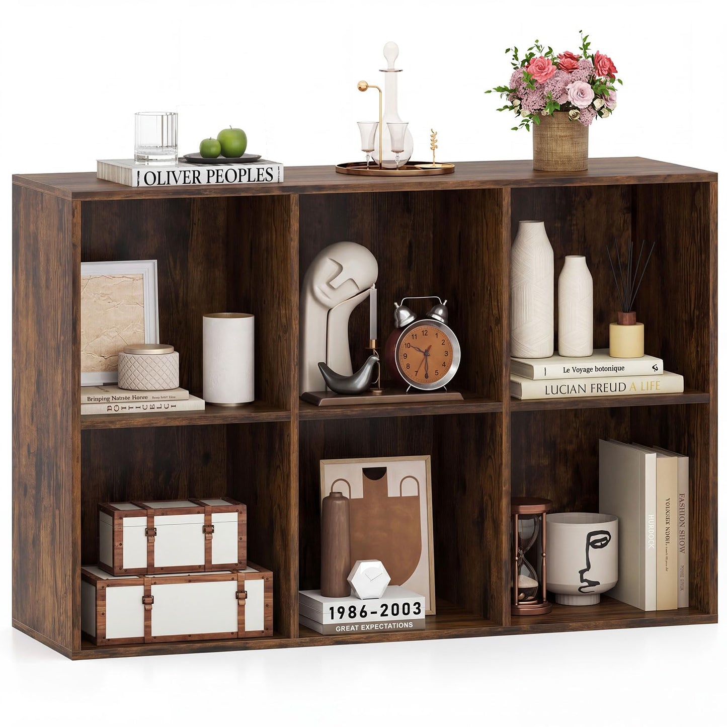 6-Cube Bookcase 3-Tier Storage Organizer with Anti-Tipping Kits for Living Room Study