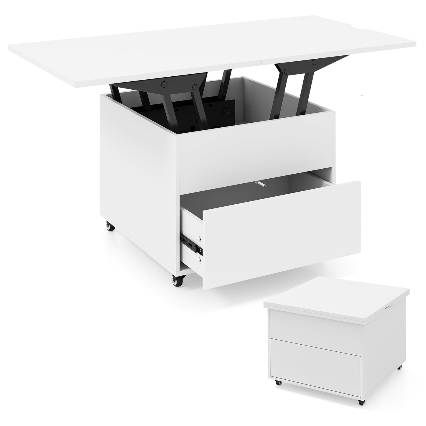 Lift Up Top Coffee Table, 3-in-1 Convertible Wooden Cocktail Center Table