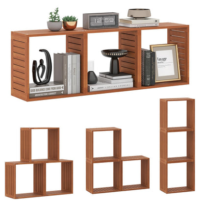 Cube Bookcase Set of 3, Stackable Bookshelf Storage Organizer