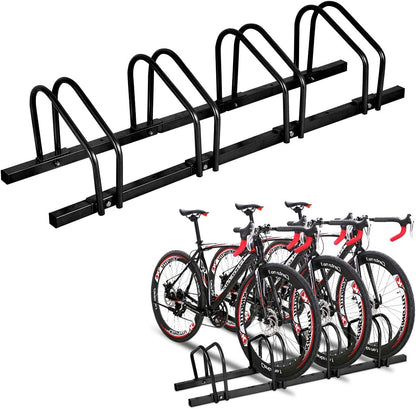 4 Bike Rack, Steel Bicycle Floor Parking Stand