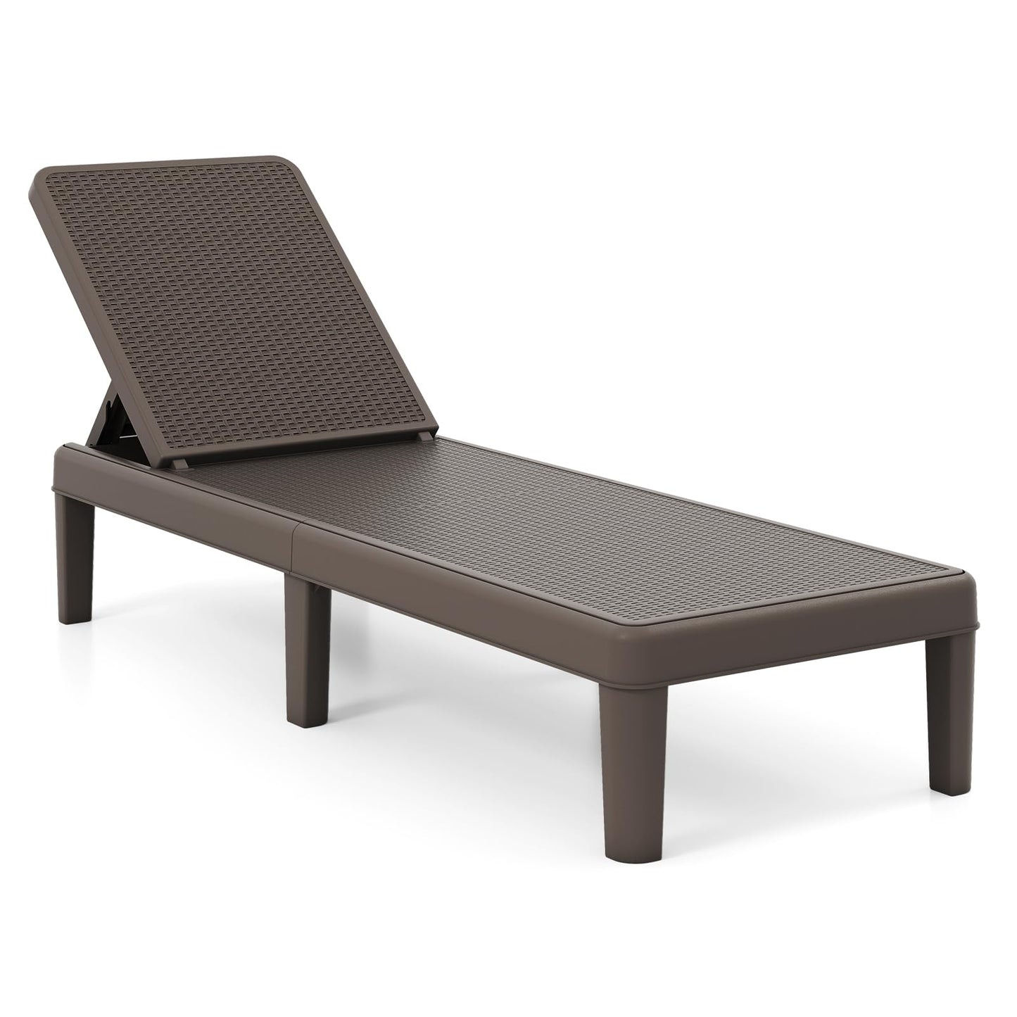 Garden Sun Lounger, PP Rattan-Style Patio Reclining Chaise Lounge Chair Deck Sunbed