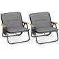 Set of 2 Folding Camping Chairs with Storage Pocket and Armrests