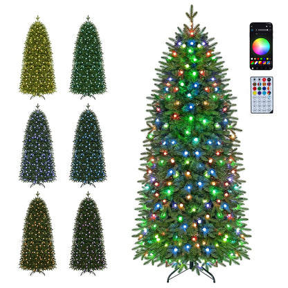 6.2FT/190CM Pre-Lit Christmas Tree with RGB LED Lights