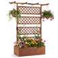 Wooden Planter Box Raised Garden Bed with Lattice Trellis