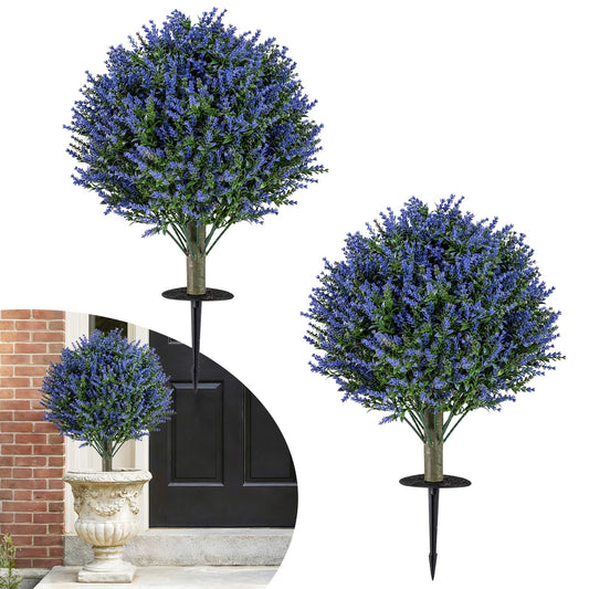 Sun-proof Fake Floral Greenery Topiary Plants for Porch, Garden, Yard (60cm, Lavender Tree)