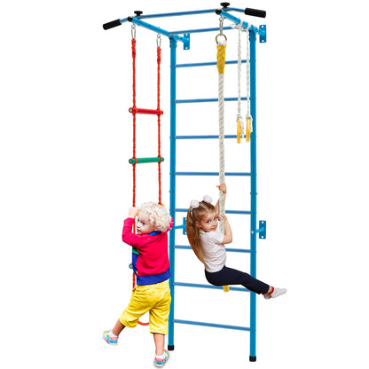 Swedish Ladder Set with Climbing Frame Pull-up Bar Ropes and Rings