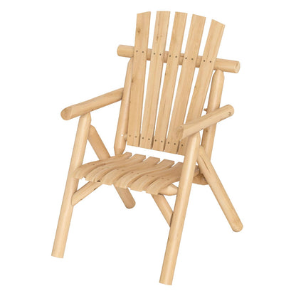 1-Person Garden Chair, Log Wood Fire Pit Lounge Chair with Slatted Backrest