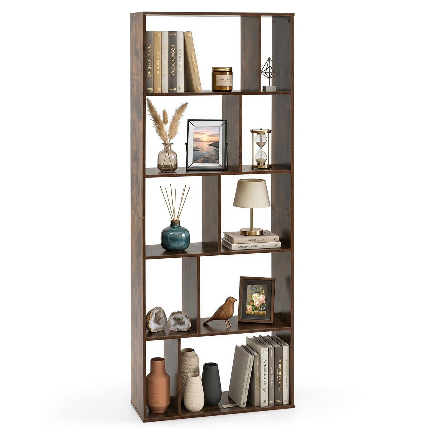 Wooden Bookcase Storage Rack with Anti-Toppling Device