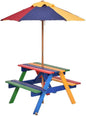 Outdoor Kids Picnic Table with Removable Umbrella