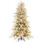 6 FT Artificial Christmas Tree Flocked Xmas Tree with 250 Warm White LED Lights and Folding Metal Stand