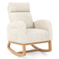 Upholstered Chenille Nursery Rocking Chair with Rubber Wood Frame
