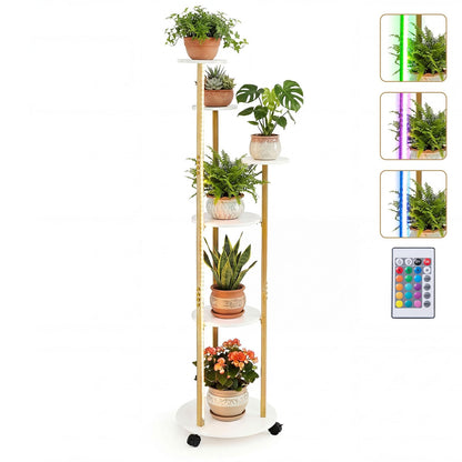 Indoor Plant Stand 6-Tier Corner Shelf with Locking Wheels