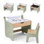 3 in 1 Kids Table and Chair Set, Toddler Art Table with Reversible Blackboard Tabletop