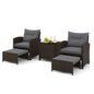 5-Piece Rattan Garden Furniture Set, Patio Conversation Set with 2 Chairs
