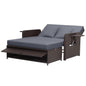 Garden Rattan Daybed, 4-Level Adjustable Patio Wicker Loveseat Sofa Bed Sun Lounger