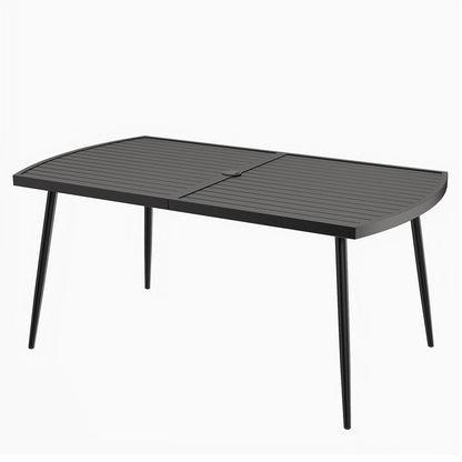 160 x 90cm Garden Table for 6, Outdoor Dining Table with 4cm Umbrella Hole