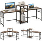 240 cm Long Convertible 2-Person Desk with Printer Stand and Adjustable Shelf
