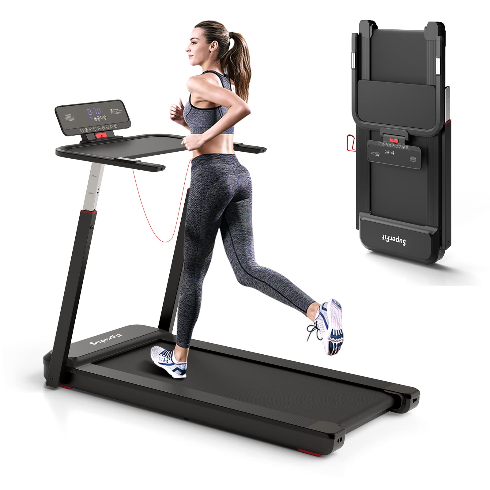 Folding Treadmill, 2.25HP Running Jogging Walking Machine with LED Dis ...