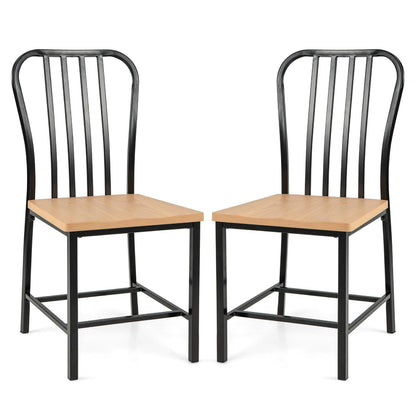 GiantexUK Dining Chairs Set of 2/4, Metal Frame Kitchen Chairs with Spindle Backrest, Footrests & Non-Slip Foot Pads