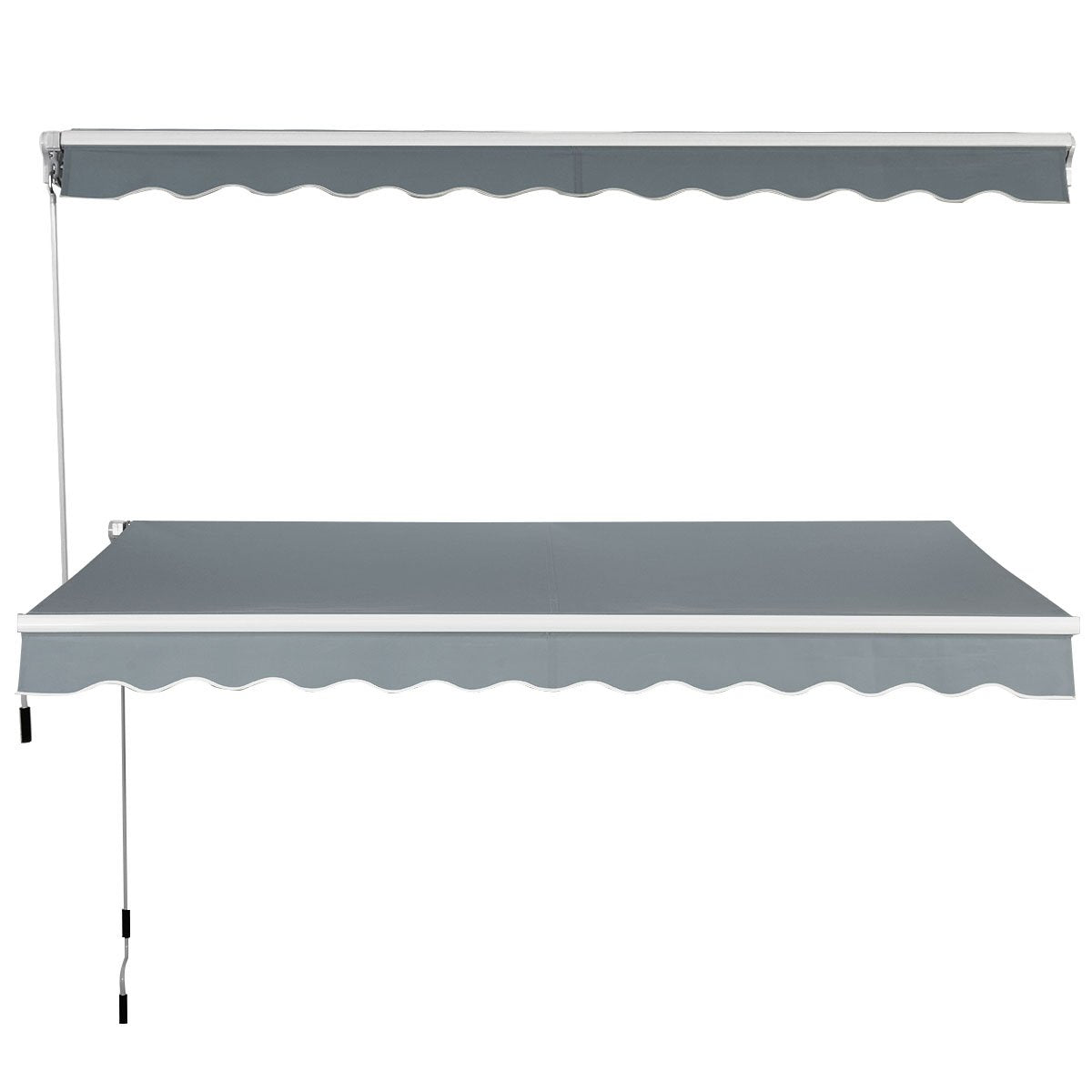 Aluminum Patio Sun Shade with Crank Handle and Water-Resistant Polyester