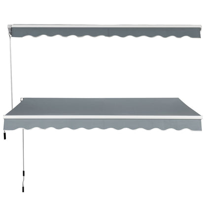 Aluminum Patio Sun Shade with Crank Handle and Water-Resistant Polyester