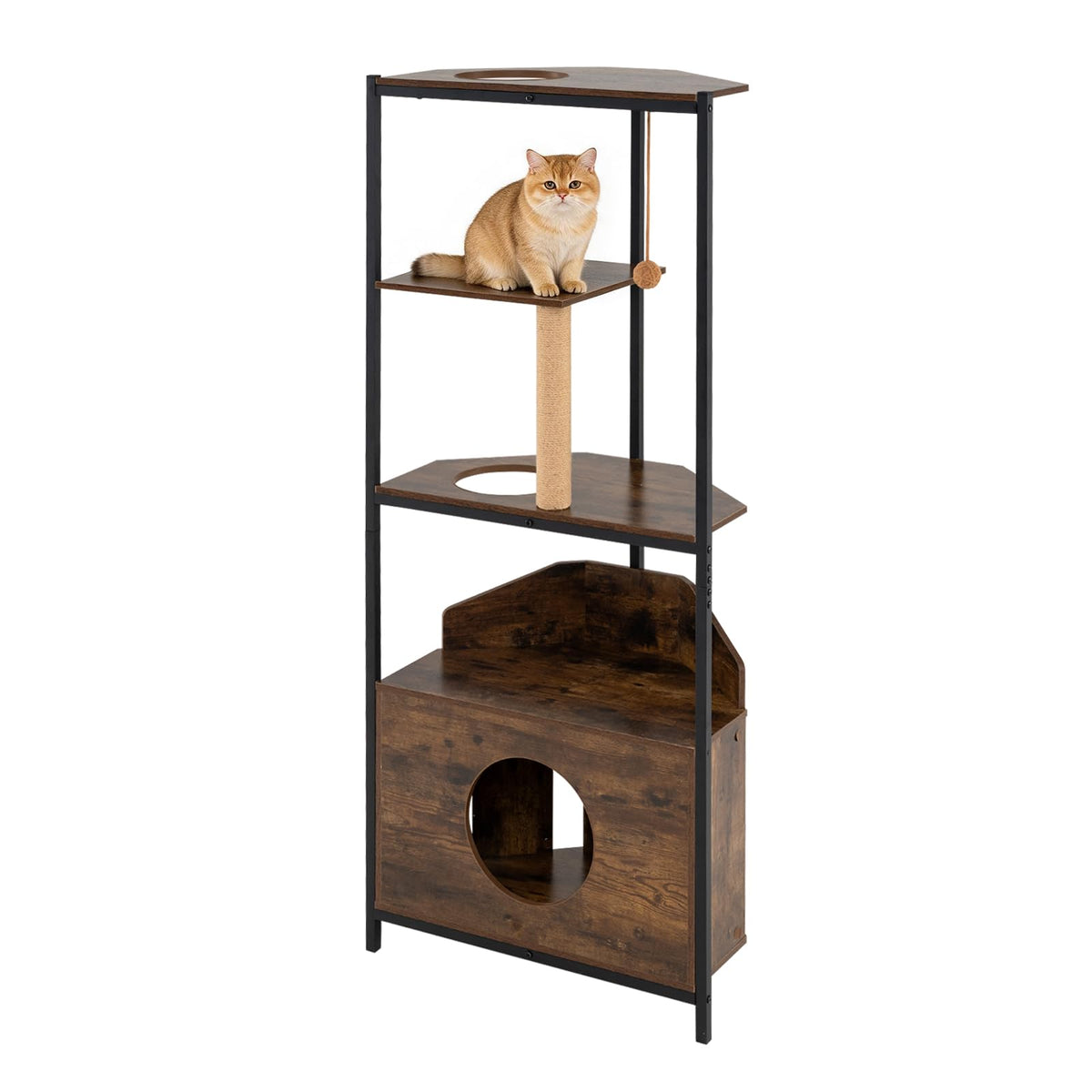 Cat Tree, 156cm Tall Modern Kitten Climbing Tower with Condo