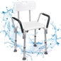 6 Levels Adjustable Tub Shower Stools with Detachable Backrest and Handrails