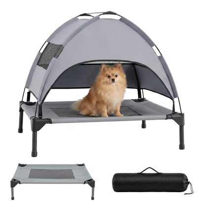Raised Dog Bed, Elevated Pet Bed with Removable Canopy, Breathable Mesh & Carry Bag
