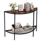 2-Tier Console Table, Half Moon Industrial Narrow Entryway Table