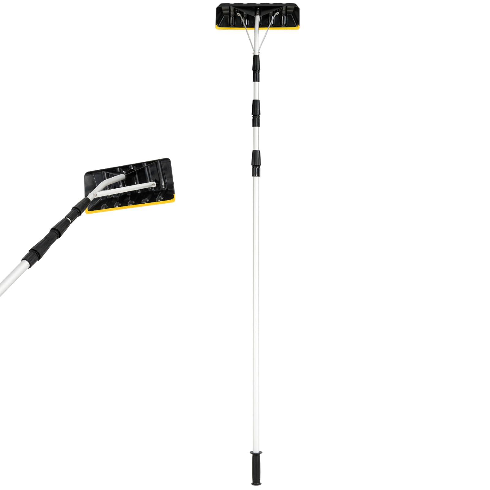 GiantexUK Snow Roof Rake, Extendable Aluminium Snow Rake (Silver+Yello