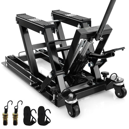 680KG Motorcycle Lift Jack with 4 Wheels and Footplates