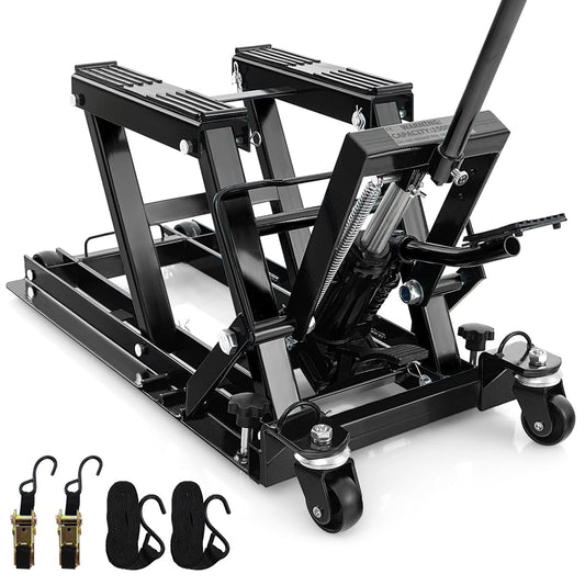 680KG Motorcycle Lift Jack with 4 Wheels and Footplates