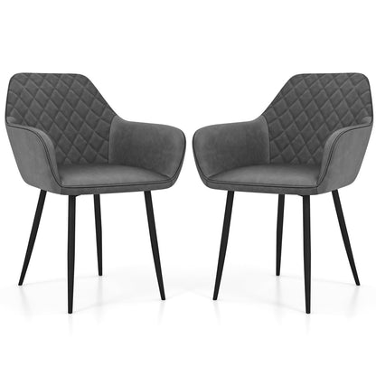 Set of 2 Leisure Dining Chair Upholstered with Curved Backrest